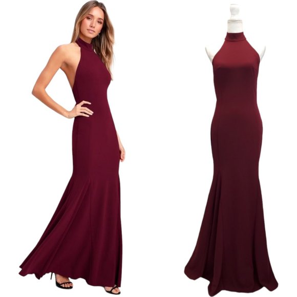 Lulus Dresses & Skirts - NEW Lulus Slice of Joy Burgundy Halter Maxi Dress